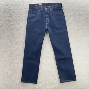 Levis Jeans Mens 33x30 Blue 501 Original Button Fly Stretch Dark Wash Cowboy New